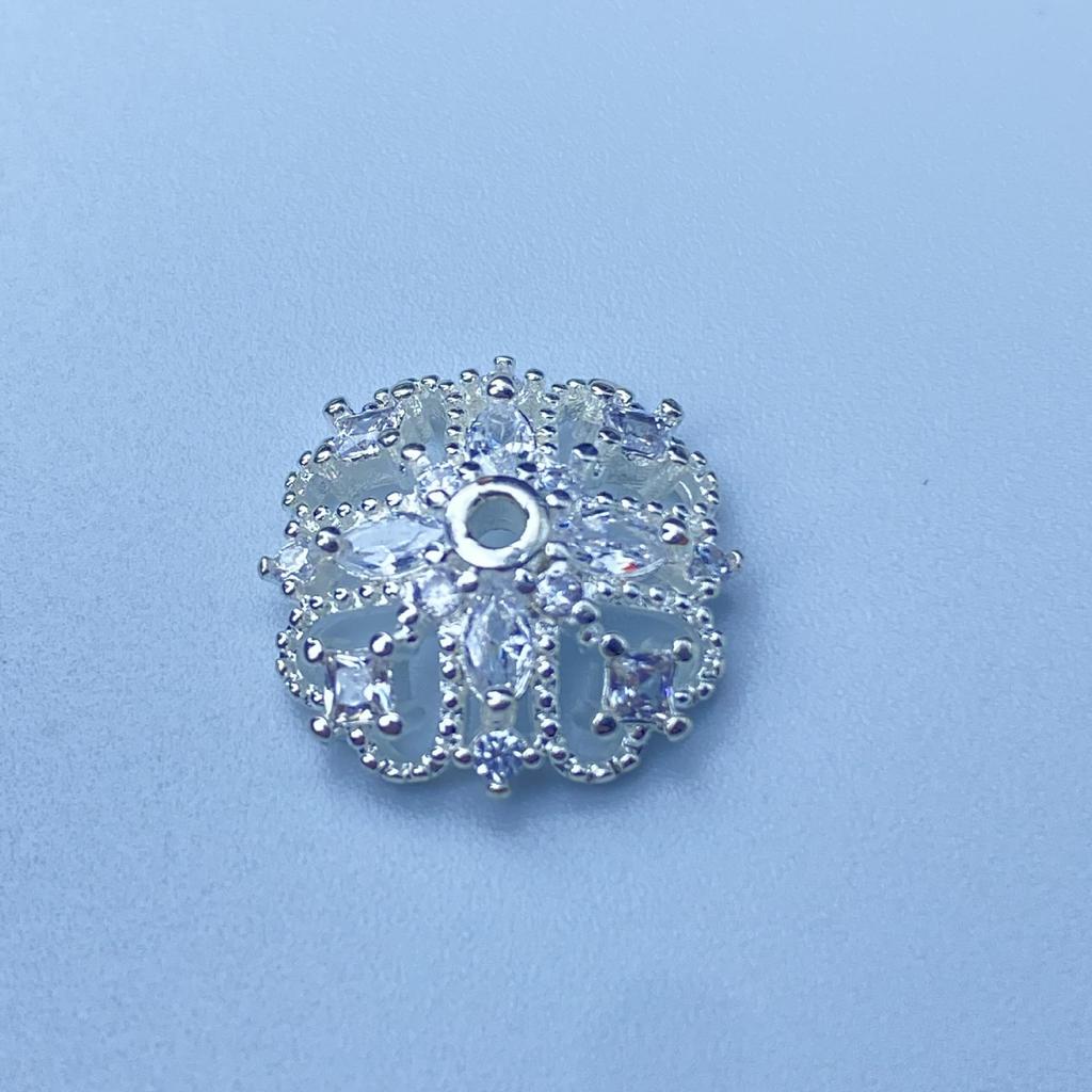 14K Gold Plated Zircon Inlaid Flower Bracelet Necklace DIY Jewelry Accessories