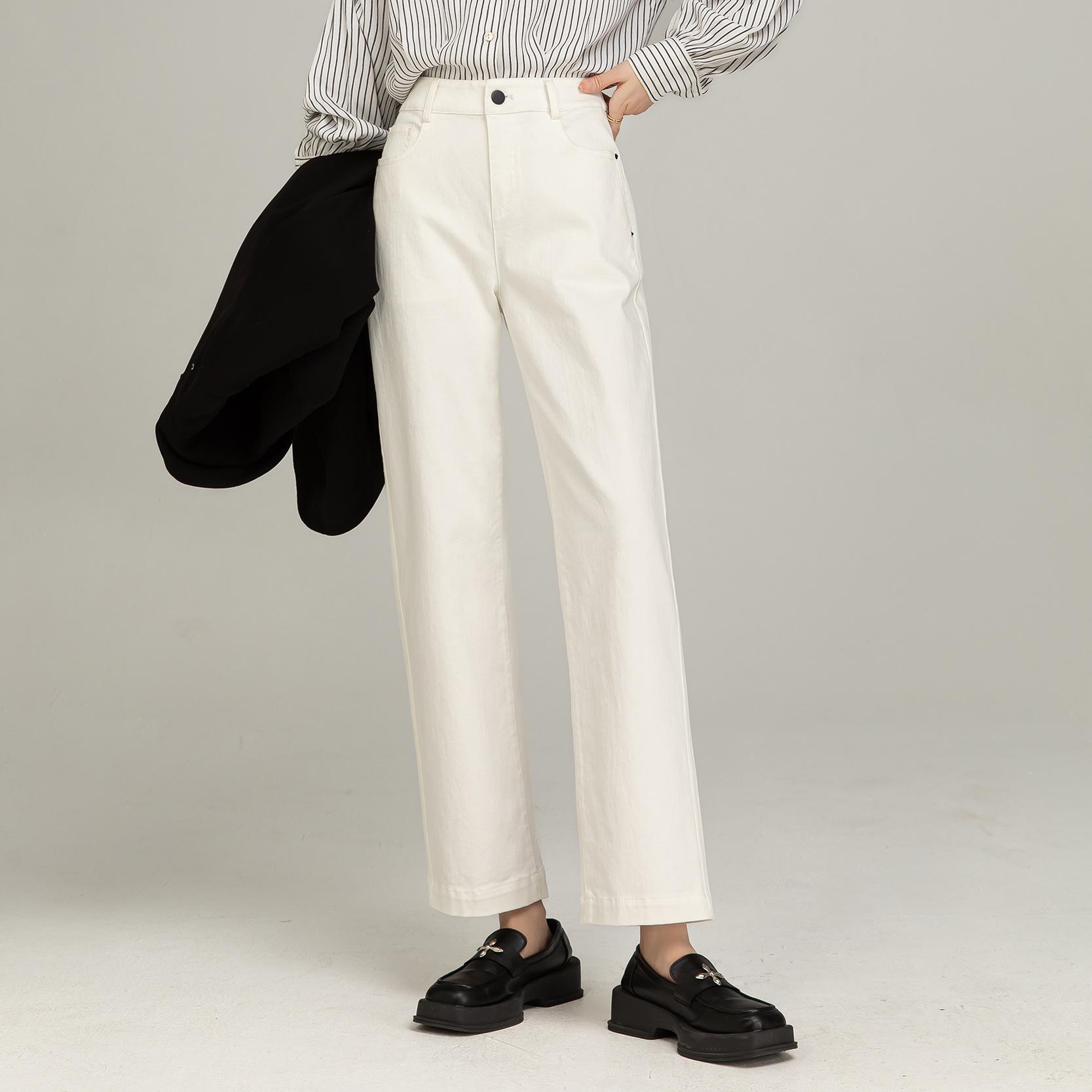 

Женские белые джинсы с высокой посадкой - Водонепроницаемые, устойчивые к пятнам и прочные брюки-сигареты прямого кроя 4XL (waist 25, 151-160 lbs) белый