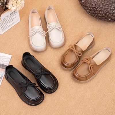 Scarpe da donna con suola piatta antiscivolo, suola super morbida, suola bassa, in pelle bovina, per tutte le stagioni