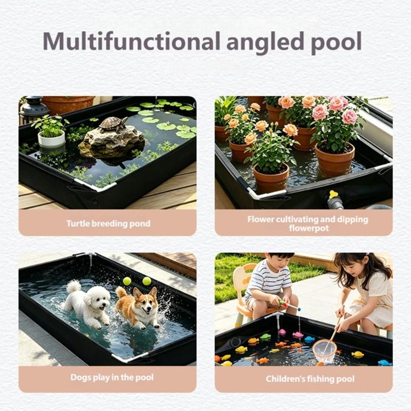 Camping Foot Rinse Tray Portable Outdoor Shower Pan with Raised Wall PVC Water Collection Design for Travel Cleaning and Pet Wash Tasks