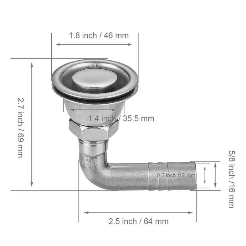 Boat Vent Hose Fitting Stainless Steel Marine Fuel Tank Vent Part with 90 Degree Elbow Outlet and 16 mm 5/8 Inch Size for Service Replacement
