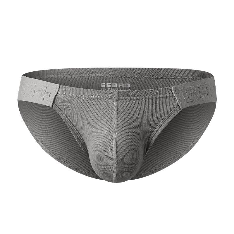 

Мужские трусы-слипы ESBRO с низкой посадкой, однотонные, U-образный вырез, с рельефом, впитывающие пот, удобные, сексуальный дизайн с большим карманом Large серый