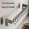 Gun Gray Kitchen Rail Hook Punch-Free Multi-Functional Organizer: Spoon, Spatula, Knife Holder with Hanging Hooks