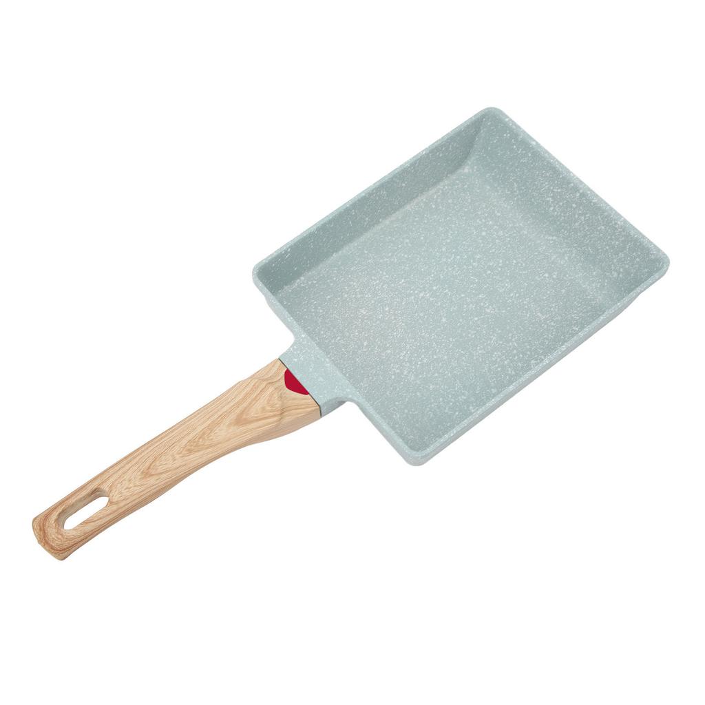 Mini Frying Pan Green Square Non Stick Aluminum Alloy Evenly Heated Egg Frying Pan for Home