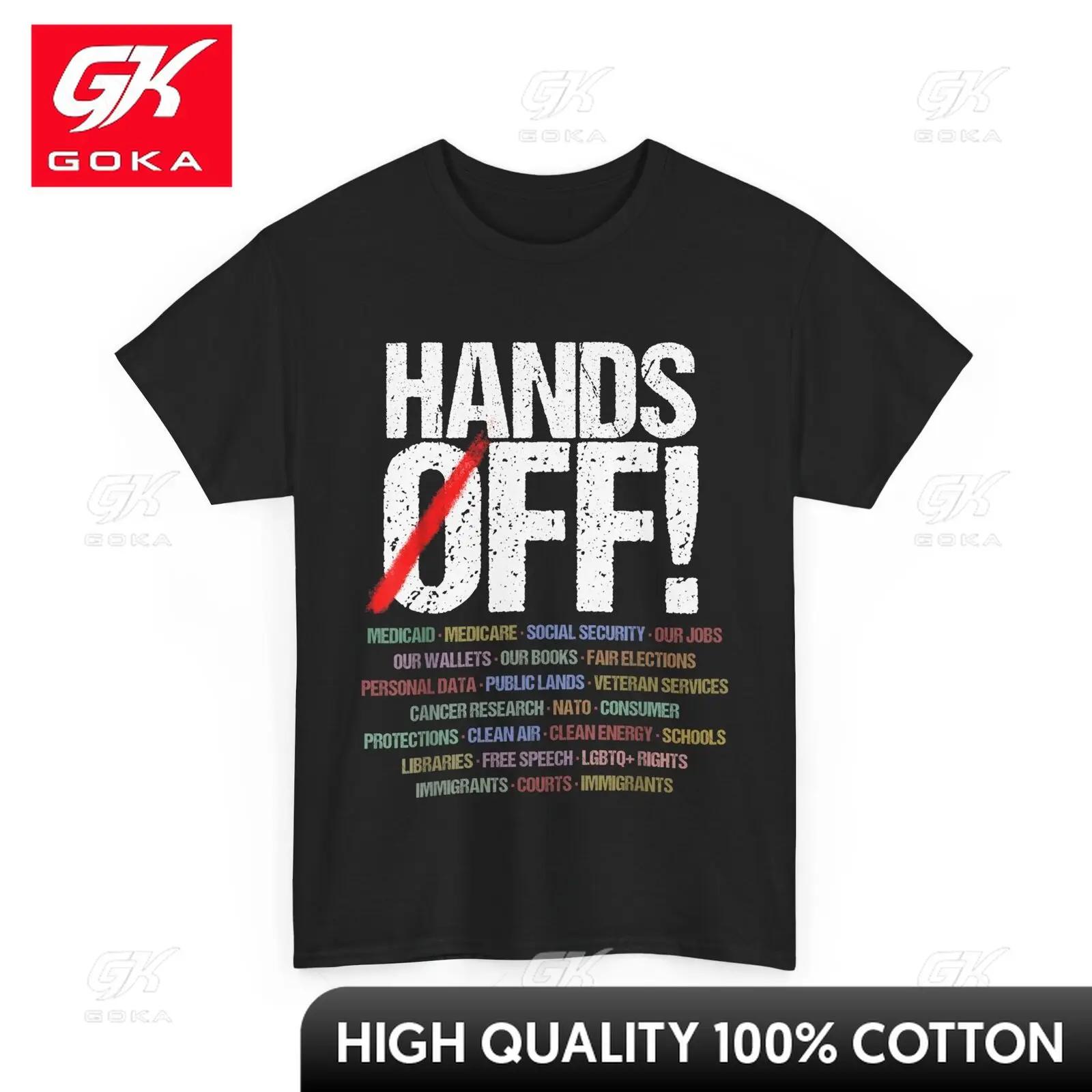 

Hands Off Protest Women Unisex Sunny Cute Elegant Tees Whimsical Festive Flexible Printed Tee Durable Sleek Modern Casual Tee S