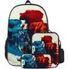 Conjunto de Mochila Escolar Infantil Estampada Cristiano Ronaldo Meninos Meninas 3 Peças Mochila de Tecido Oxford Com Lancheira Estojo