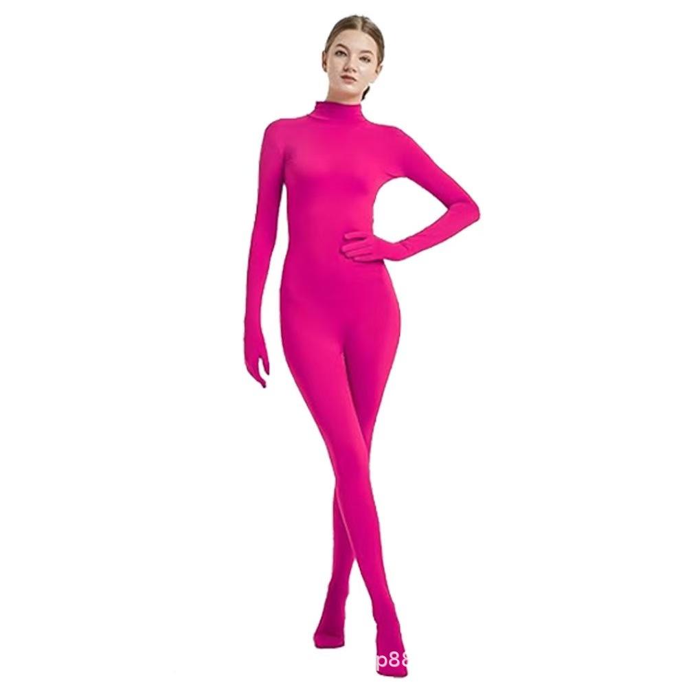 Women's Zentai Solid Color All-inclusive Face-showing Tight Onesie with Hands and Feet Stage Performance Clothes