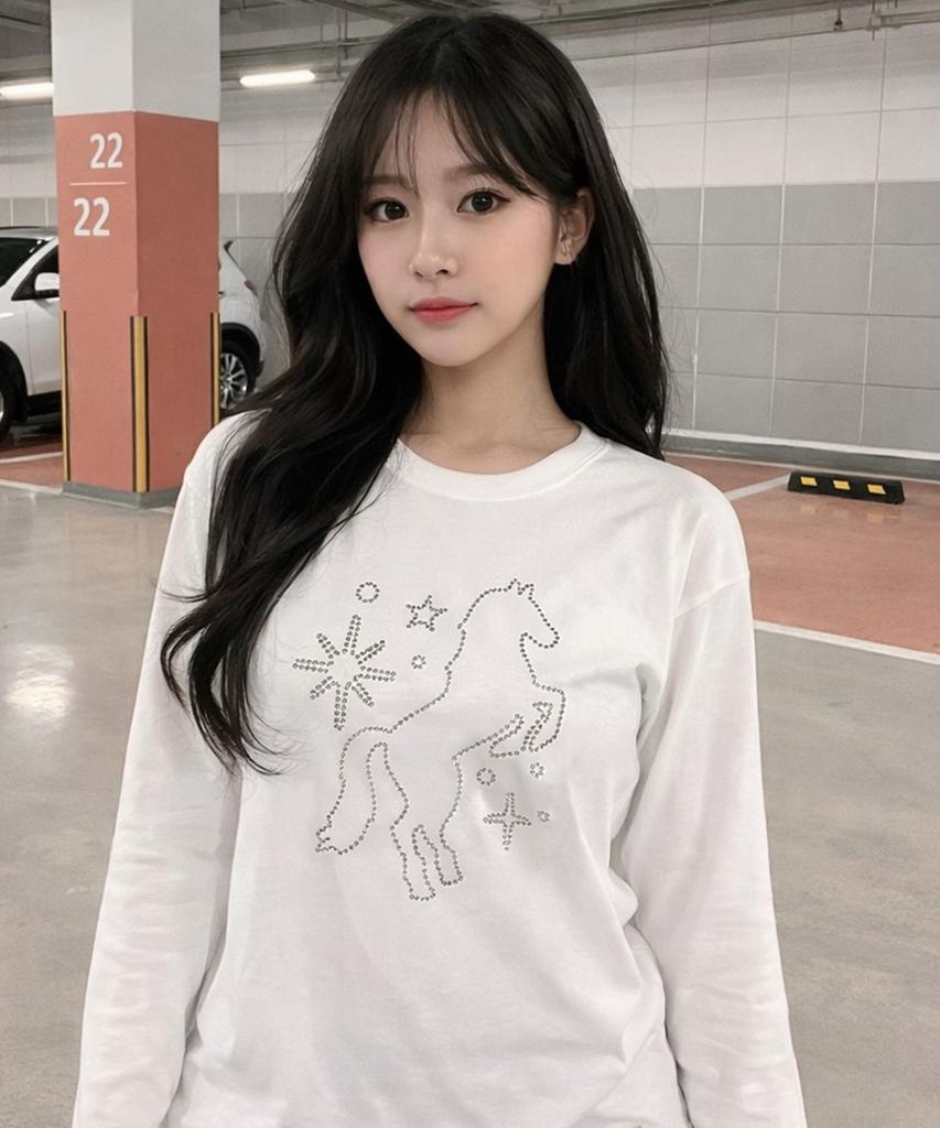 GRAVER [Unisex] Stud Dots Pony Long Sleeve T-Shirt_3 Colors