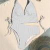 New European and American Swimsuit Special Fabric Solid Color Neck Women's Split Bikini Swimsuit
