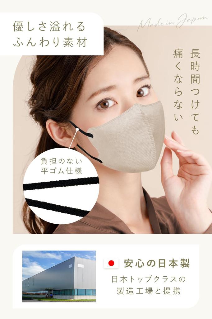 LaViness Nonwoven 3D Made In 30 Count Lace X Masks, Japan, (Old Black)