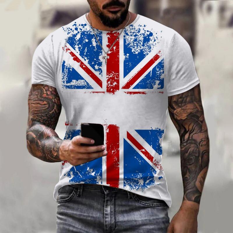 Britse Vlag VK Verenigd Koninkrijk 3D Print T-shirts Mannen Vrouwen Casual Mode Oversized Korte Mouw T-shirt Mannen T-shirts Tops Kleding