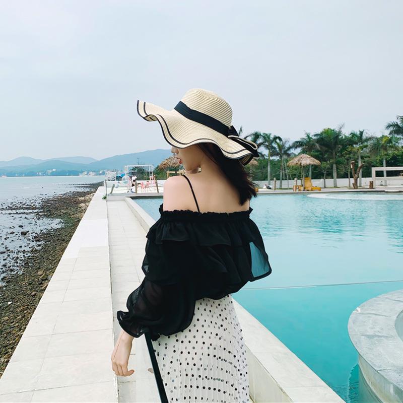 Women's Summer Straw Hat Beach Hat Seaside Sun Protection Korean Style Face-Covering Travel Vacation Versatile Sun Hat Cooling Hat