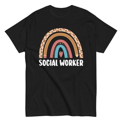 Sozialarbeiter Leopard Regenbogen T-Shirt Arbeitswürdigung CSW