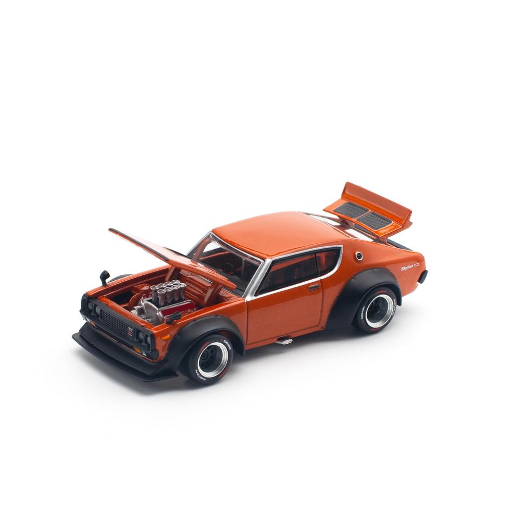 POP RACE SKYLINE V8 DRIFT ORANGE Finished Product PR640173 1/64 GT-R (KENMERI)