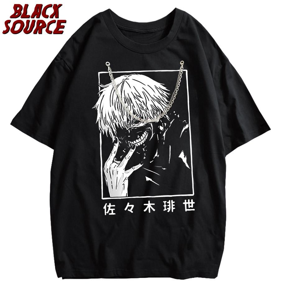 

Hip Hop Streetwear Washed T Shirt Japanese Anime Cartoon Graphic Harajuku TShirt Men Cotton Summer Short sleeve Tshirt Black M