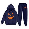 Kids Halloween Hoodie Set with Pumpkin Face Print Long Sleeve Pullover and Matching Pants Comfortable Fit Soft Fabric Suitable for Fall Season