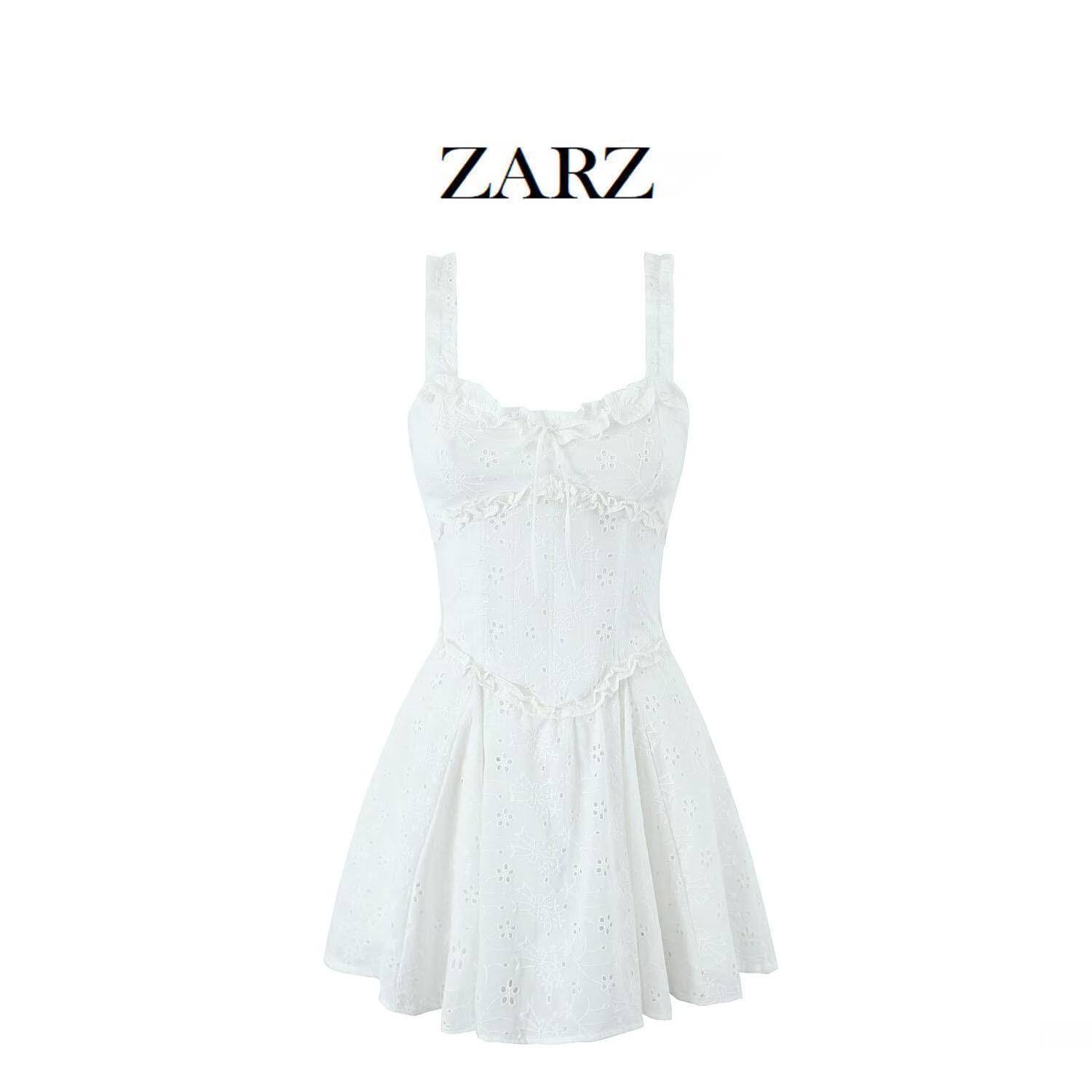 

ZARZ Women s Classic Ruffle Lace Boned Bandage Camisole Dress Medium белый