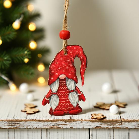 9Pcs Wooden Christmas Tree Hanging Decorations Handmade Elf Gnome Doll Ornaments Xmas Tree Home Holiday Decor