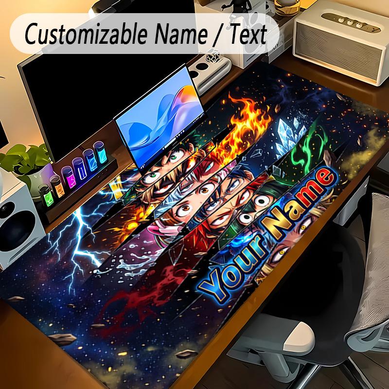 Large Mouse PadMy Hero Academia Custom Name Text Personalized Desk Mat Non Slip Gaming Pad