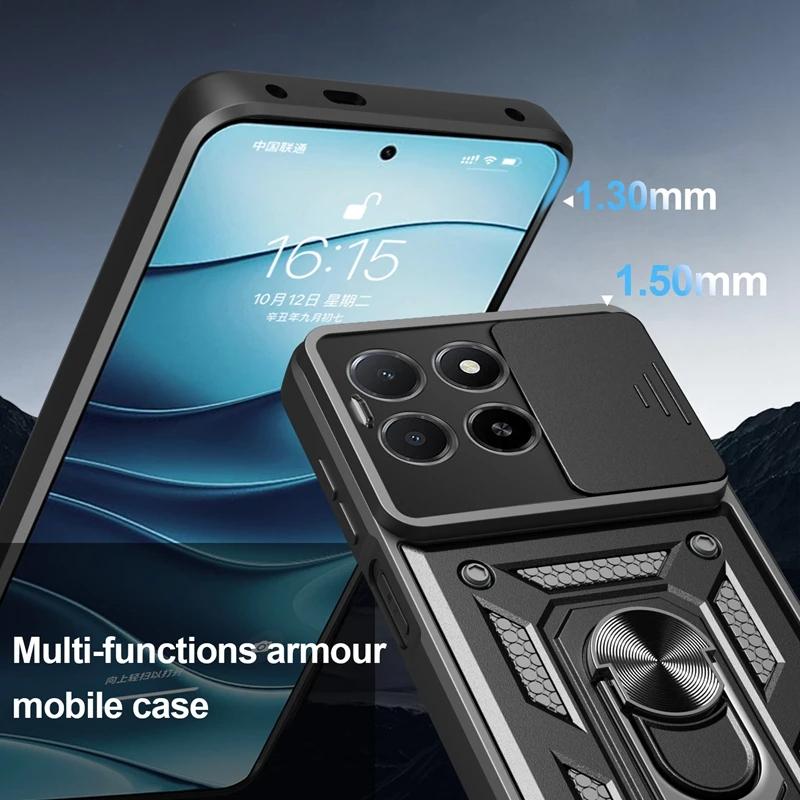 For Honor X5b Plus 4G Case Car Magnetic Ring Holder Slide Camera Armor Shockproof For Honor X5b / X5b Plus