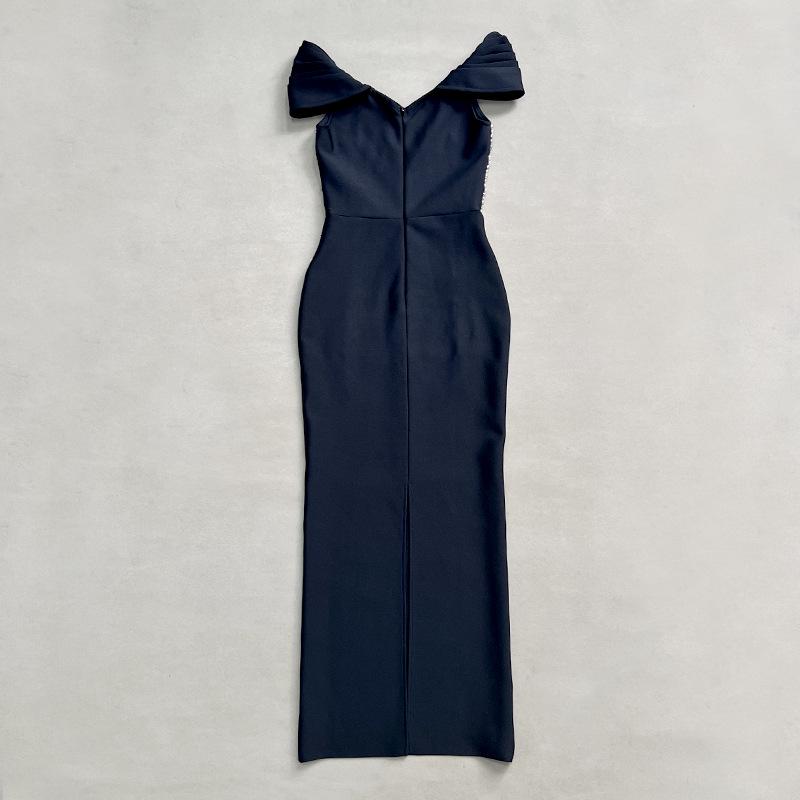 Black Two-Way Bandage Split Evening Gown