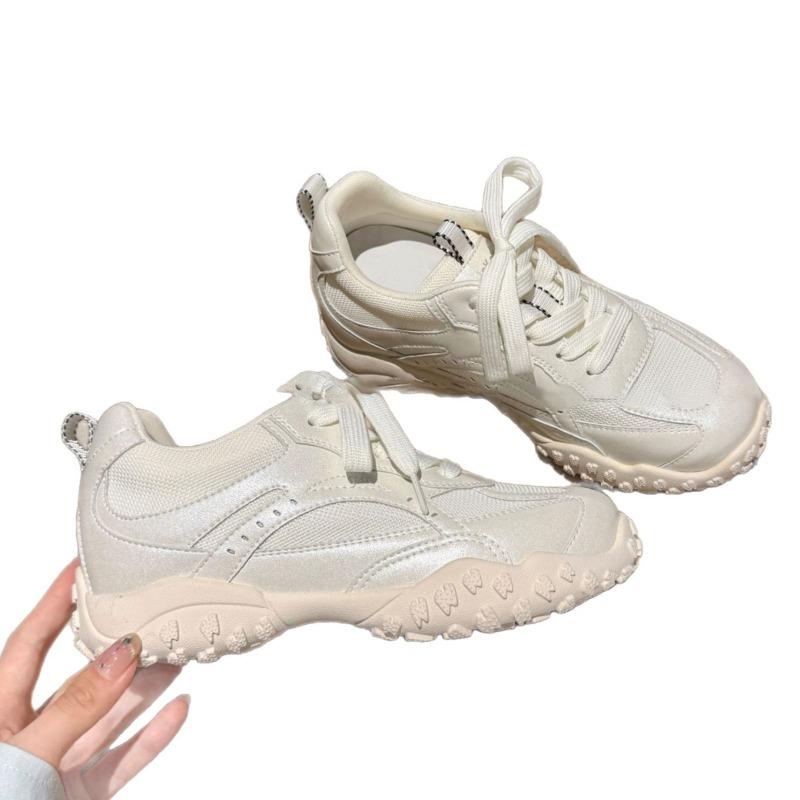 Leather small inner height increase women's shoes summer new mesh breathable casual sports