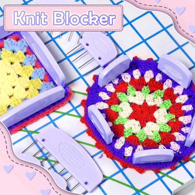 Knit Blockers Essential Knitting Blocking Comb Set Sewing Accessory for Crochet Needlework Perfectly Aligned Blocks Pins Kit