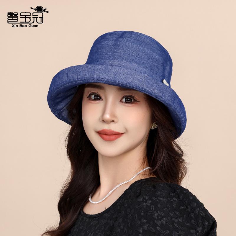 Summer Versatile Hat Women's Tulle Breathable Sunshade Sun Protection Hat Fashion Travel Mother Hat Premium Big Eaves Bucket Hat