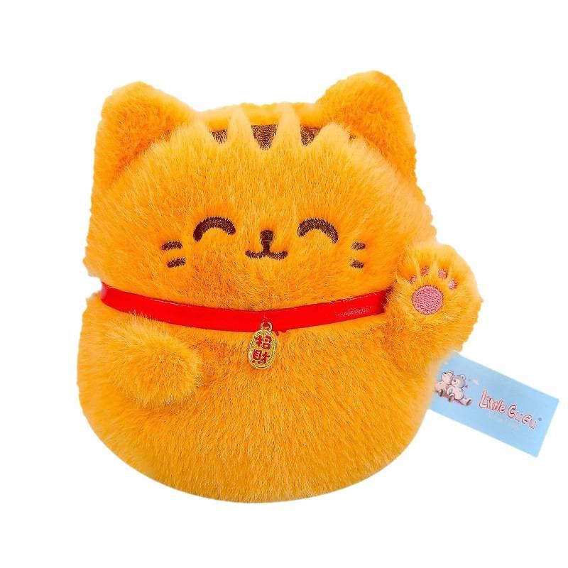Kawaii Lucky Cat Plush Toy - Cute Cartoon Doll Office Ornament