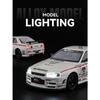 1/24 Nissan Skyline Ares GTR GT-R R34 Alloy Sports Car Model Diecast Metal Track Racing Car Vehicle Model Sound and Light Kids Toy Gift