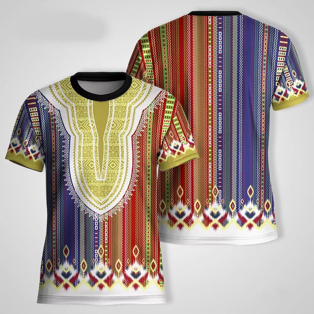 Summer Vintage Ethnic Tribal Style T-shirt Men T-shirt Short Sleeve O-neck Casual Tshirts Clothes Women Fashion Clothing Daily Tees Top