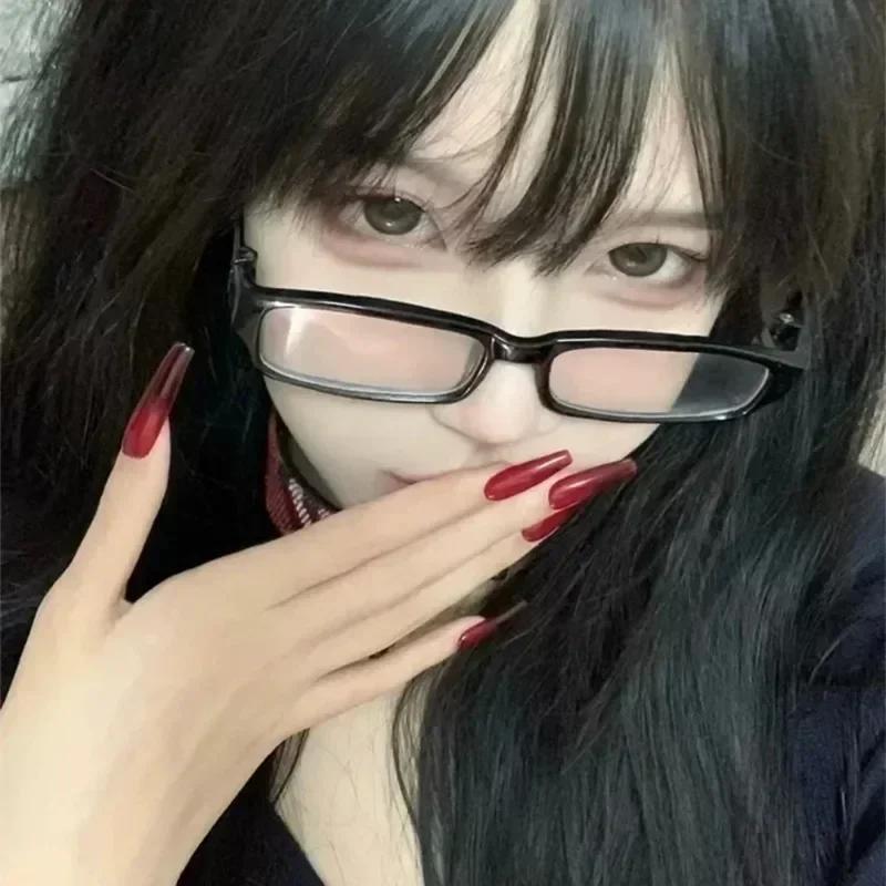 Японские Корейские Очки с Маленькой Квадратной Рамкой Женские Мужские Ретро Харадзюку Очки Модные Универсальные Очки для Чтения с Защитой от Синего Света чёрный