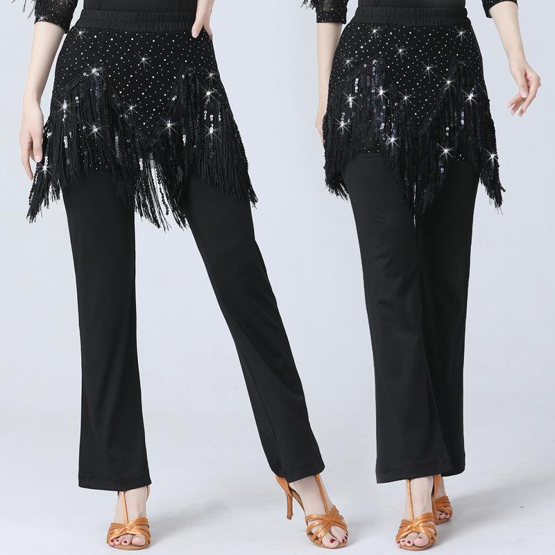 Pantalons Sexy à Franges Sequins pour Femmes Danse en Ligne Samba Latine Salsa Carré Gitba Vêtements de Danse Pantalons Scintillants