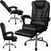 Office Chair with Footrest, Eco Leather - Black