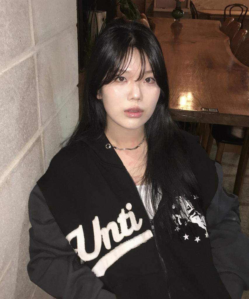 Untitled Seoul Combination Unicorn Varsity Emblem Zip-Up Hoodie Black