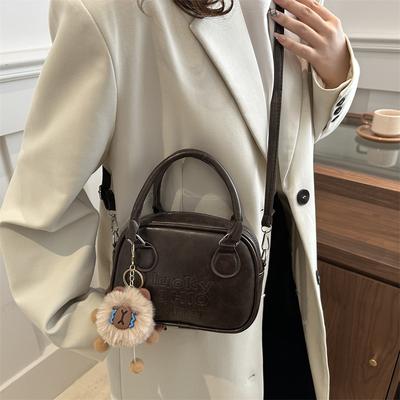 Handtasche im ausländischen Stil Bowlingtasche Damen Frühling 2025 Neu Retro Mode Umhängetasche Einfache Lässige Umhängetasche