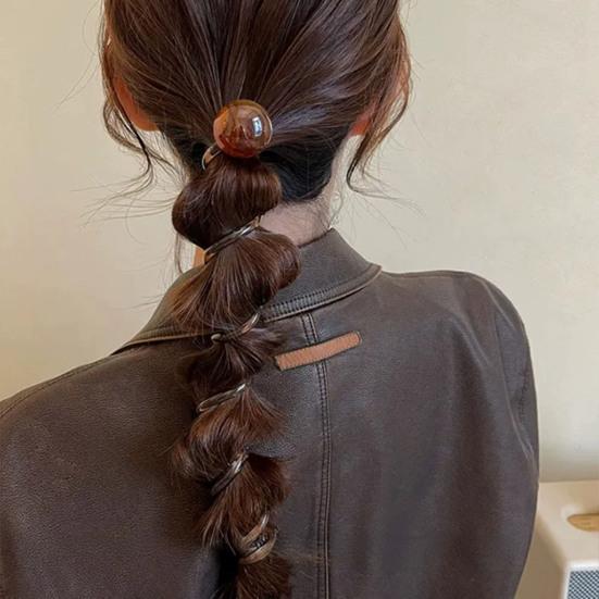 2Pcs Hair Tie for Women, Spiral Design Hair Bands, Thick Elastic Hair Ropes for Ponytails Buns, No Pulling or Snagging Large Bead Hair Tie