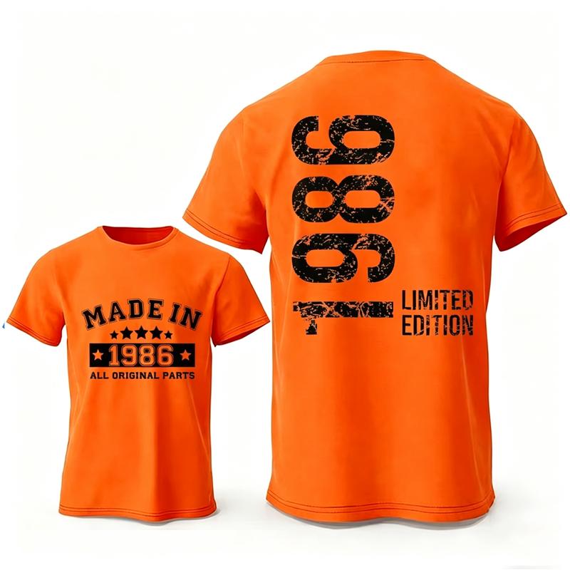 T-shirts Rétro pour Homme pour le 40ème Anniversaire: Fabriqué en 1986 Toutes les pièces d'origine Avant et 40 Édition Limitée Graphique Arrière T-shirts à Manches Courtes