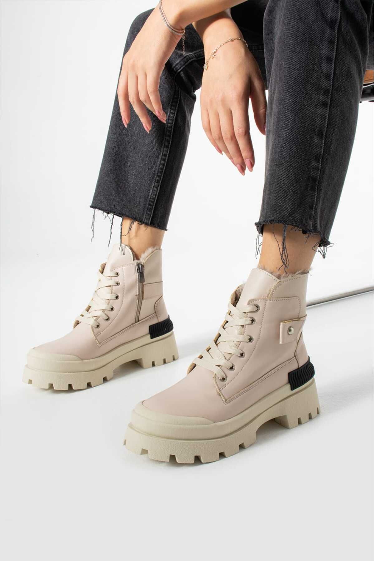 

Women Modern Stylish Fashion Boots Faux Leather Skin Lace Up Zipper Zipper 40