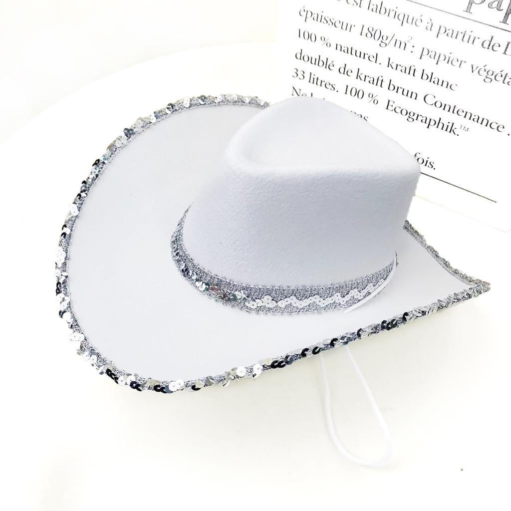 Halloween Makeup Dance Sequined Cowboy Hat Western Jazz Orgy Top Hat Silver Rim Ball Dick Cowboy Hat