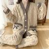 Taglie Forti Inverno Donna Caldo Abbigliamento da Casa Pigiama Signore Flanella Spesso Pile Corallo Oversize Lana Pigiama Peluche Velluto Corallo