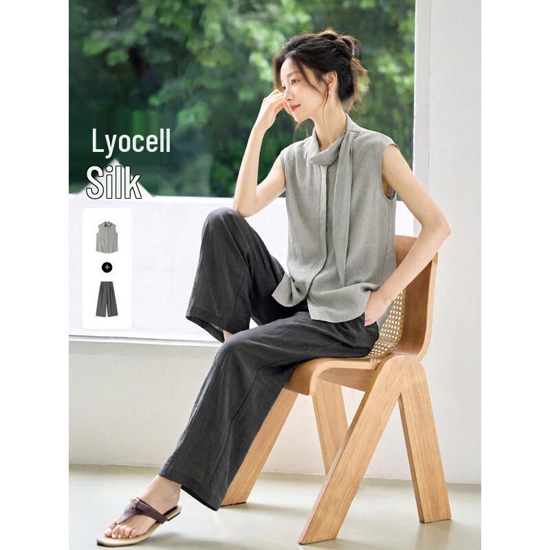 Women s Lyocell Silk Blend Sleeveless Pants Set 2XL