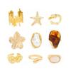 SHIXIN 9Pcs/Set Elegant Irregular Baroque Imitation Pearl Open Rings Women Trendy Creative Geometry Finger Ring Wedding Jewelry