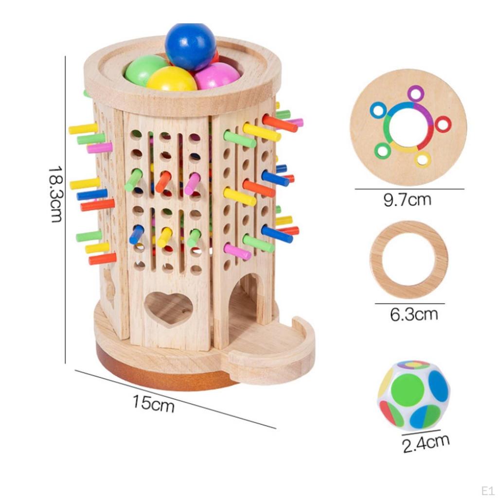 Rotating Toy Hand Eye Coordination Balance Game Focus Training Wooden Structure for Kids,