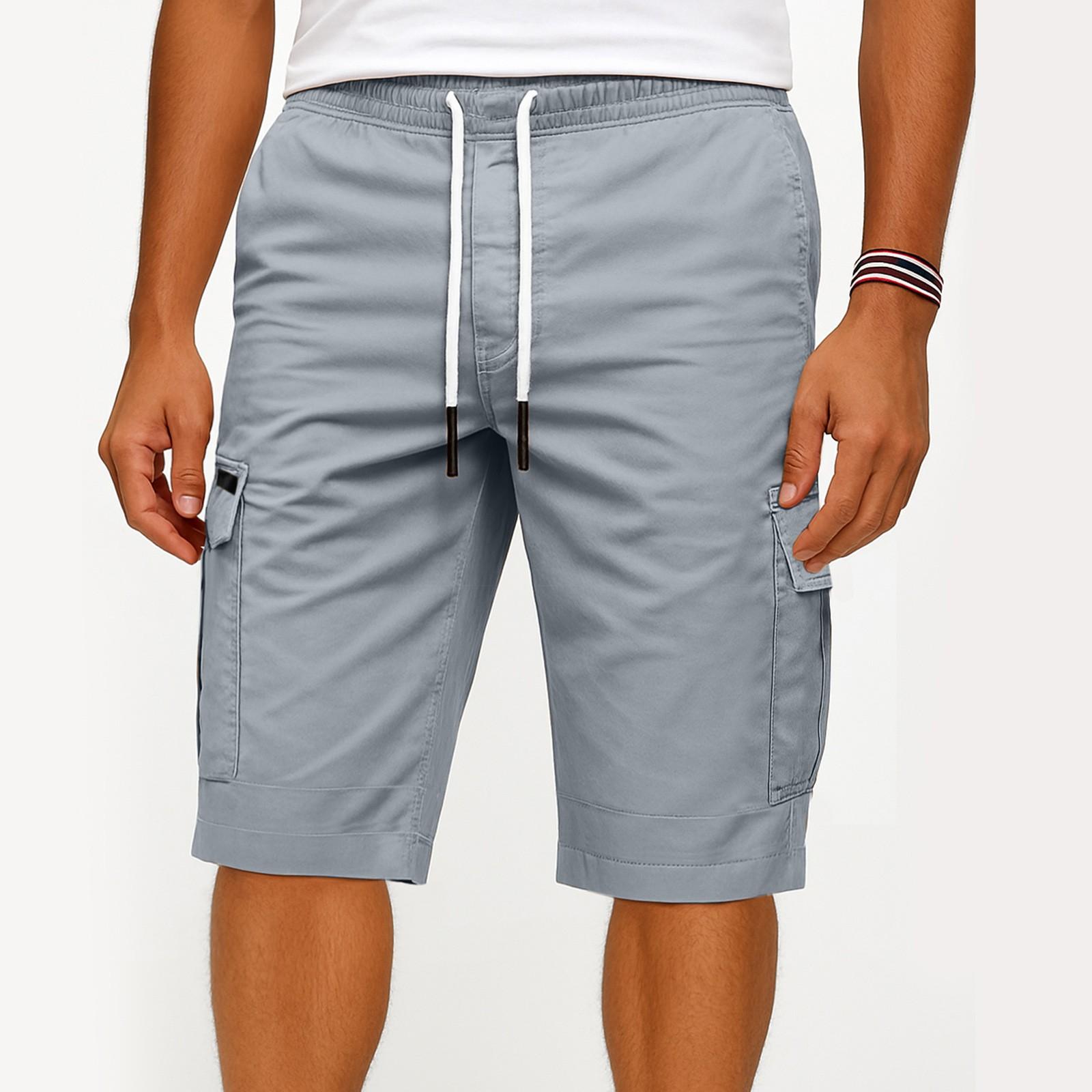 

Мужская спортивная карманная рабочая одежда, повседневные свободные шорты, повседневные шорты для бега L светло-серый