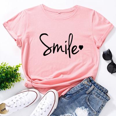 Summer Women's Cotton Loose Round Neck Letter Printed Short Sleeved T-Shirts Women’s
