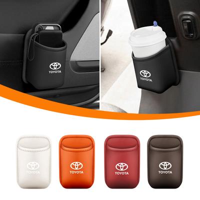 New Car Door Water Cup Holder Back Seat Drink Rack Leather Storage Box For Yaris Prius RAV4 Crown CHR Camry Auris Corolla