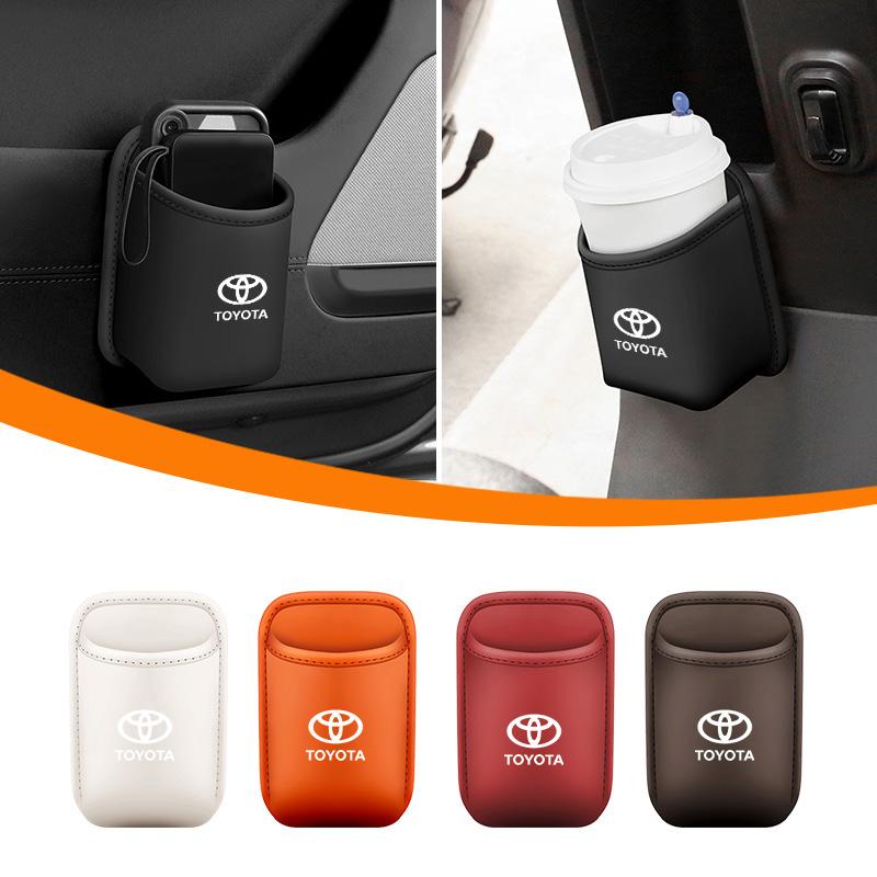 New Car Door Water Cup Holder Back Seat Drink Rack Leather Storage Box For Toyota Yaris Prius RAV4 Crown CHR Camry Auris Corolla