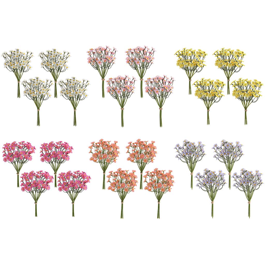 4 Pcs Artificial Flowers Artificial Daisy Flowers Outdoor Fake Wildflowers with Stems for Home Garden Decoration White