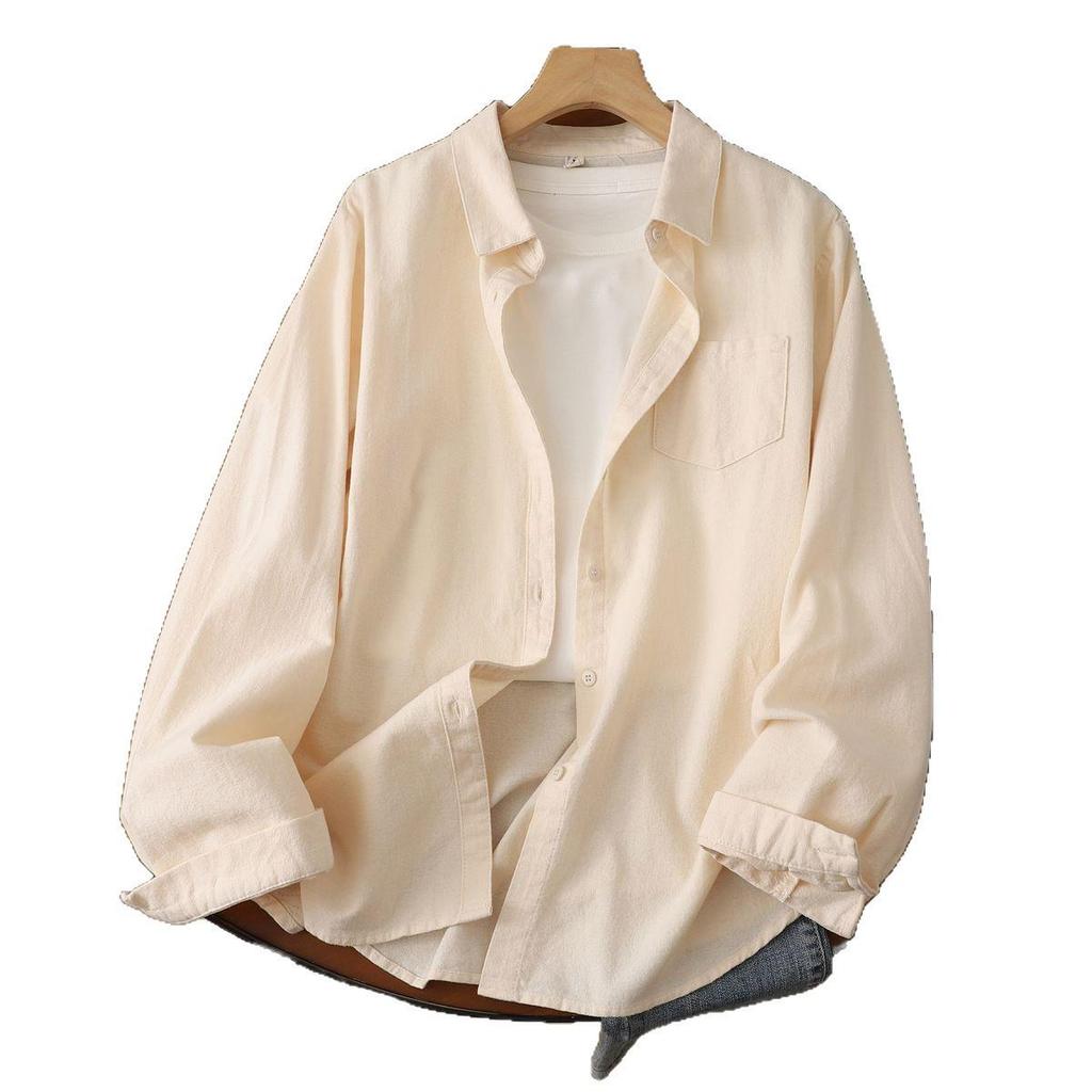 Women's Long-Sleeve Single-Breasted Shirt - Brushed Solid Color, Casual Slim Fit for Autumn/Winter 2025.